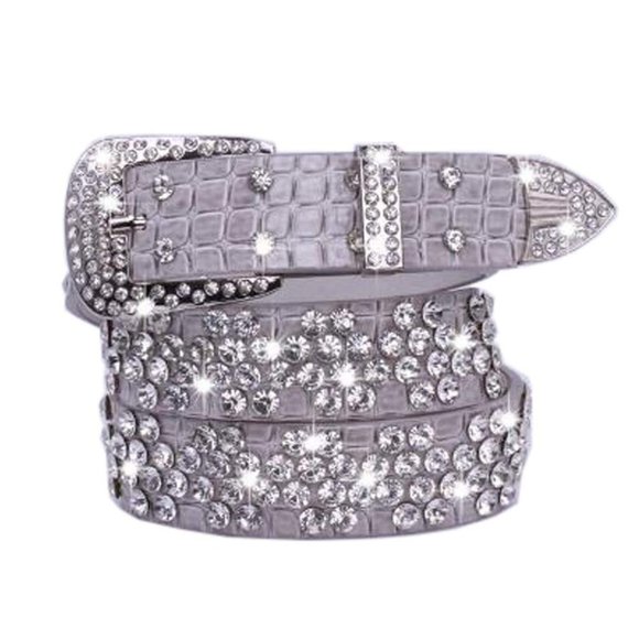 Handmade Rhinestone Studded Big Buckle Belt Accessory For Jeans Shorts, #01 - Picture 1 of 2